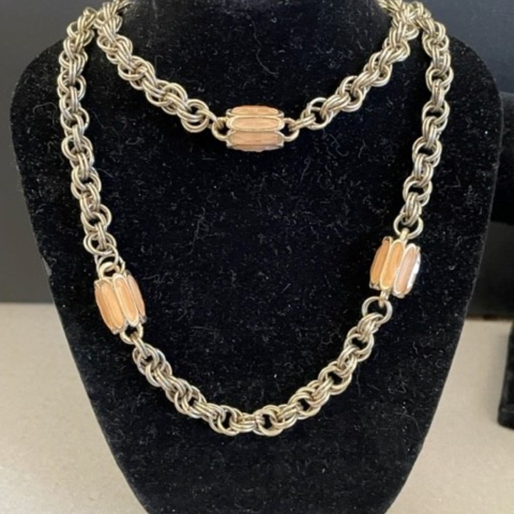 Vintage Banana Republic Thick Gold Chain with Enamel Beads so 70's